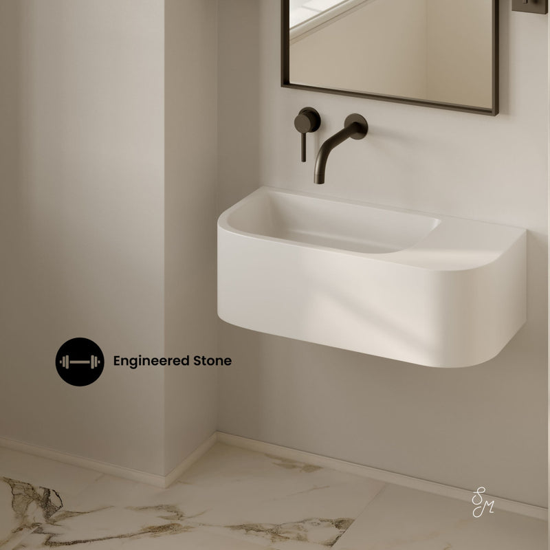 Carre 25" Solid Surface Oval Wall-Mounted Sink In Matte White