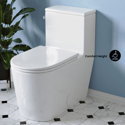 Liberte One-Piece 12" Rough-in 1.28 GPF Left-Hand Flush Elongated ADA Toilet in Glossy White