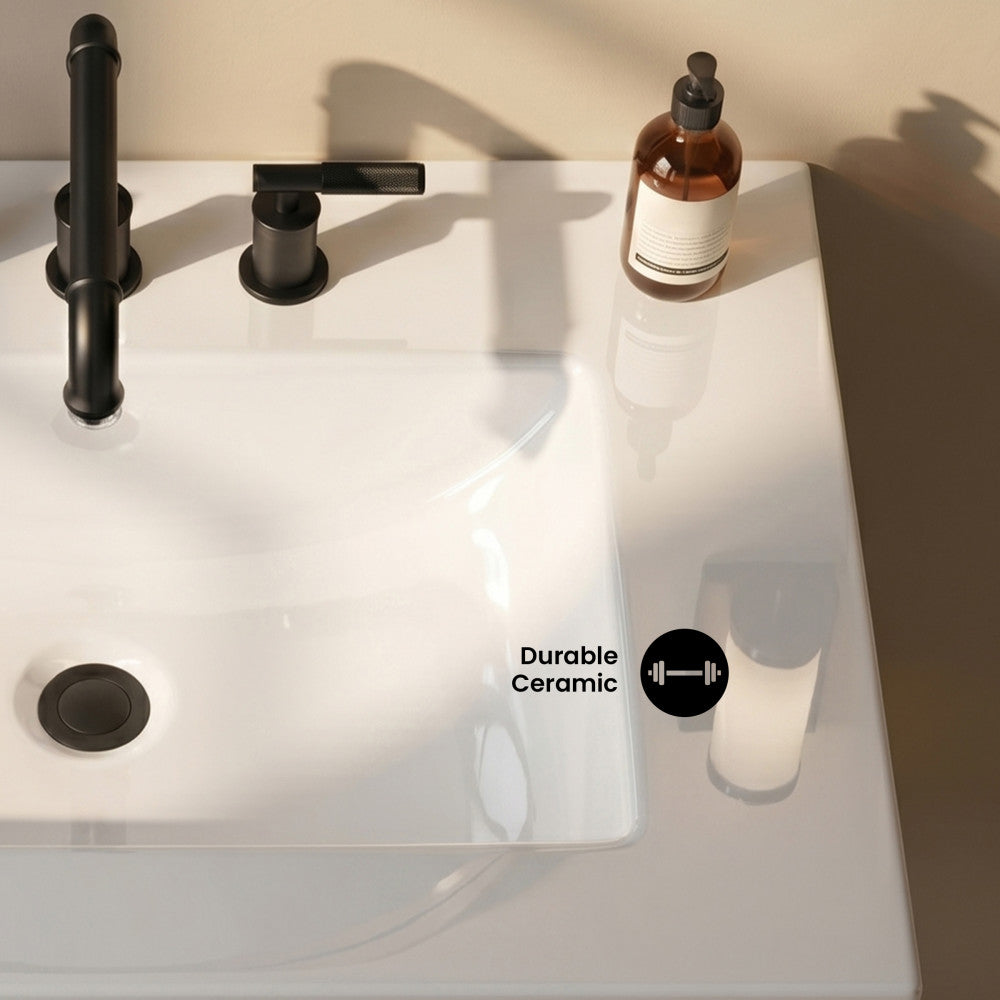 24" Ceramic Vanity Top with 8" Widespread Faucet Holes