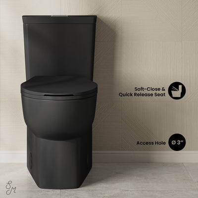 Classe One-Piece 12" Rough-in 1.1/1.6 GPF Dual Top Flush Toilet in Matte Black