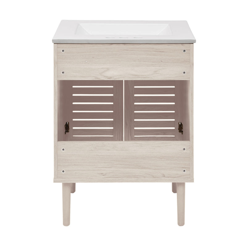 Bron 24" Freestanding Bathroom Vanity in White Oak with 3-Hole Centerset Sink Top