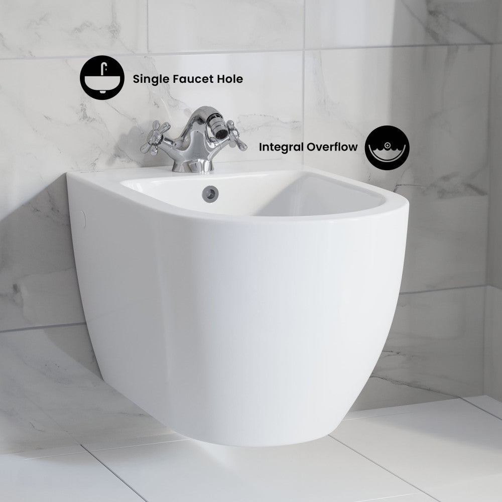 St. Tropez Wall Hung Bidet in Glossy White