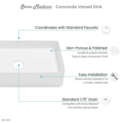 Concorde 24 Rectangle Ceramic Vessel Sink