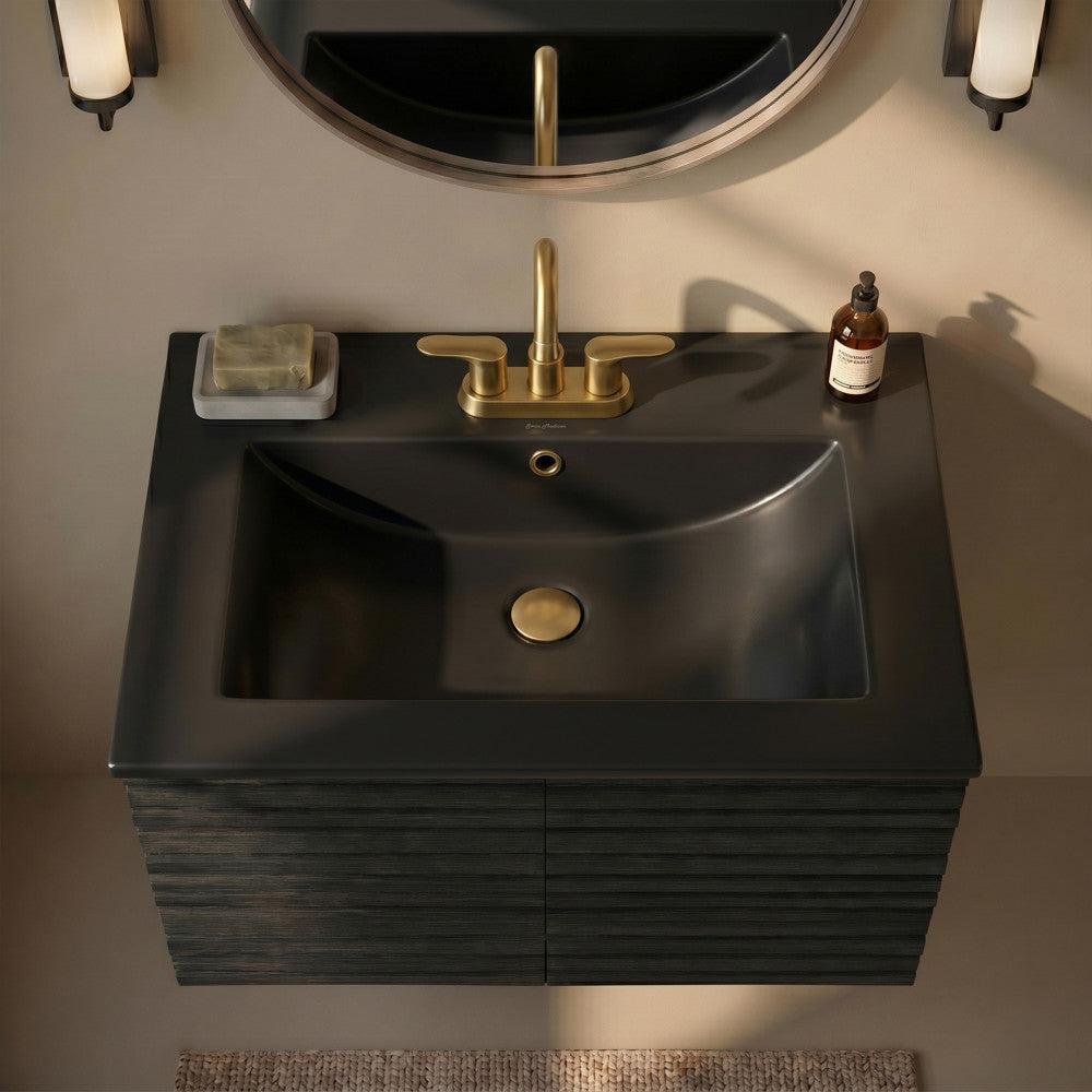 24" 3-Hole Centerset Vanity Sink Top in Matte Black