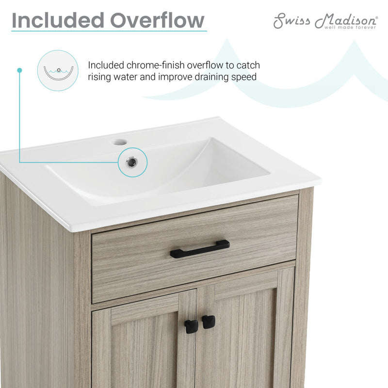 Burdon 24" Freestanding Bathroom Vanity in Weathered Oak with Sink Top