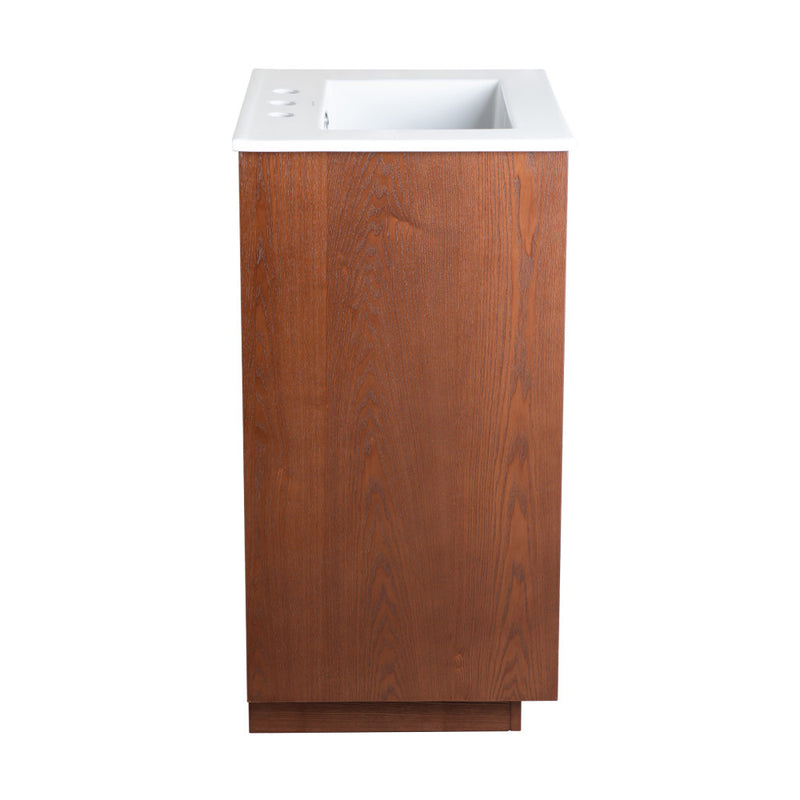 Daxton 24 in. Brown Walnut Bathroom Vanity With White, 3-Hole Ceramic Sink Top