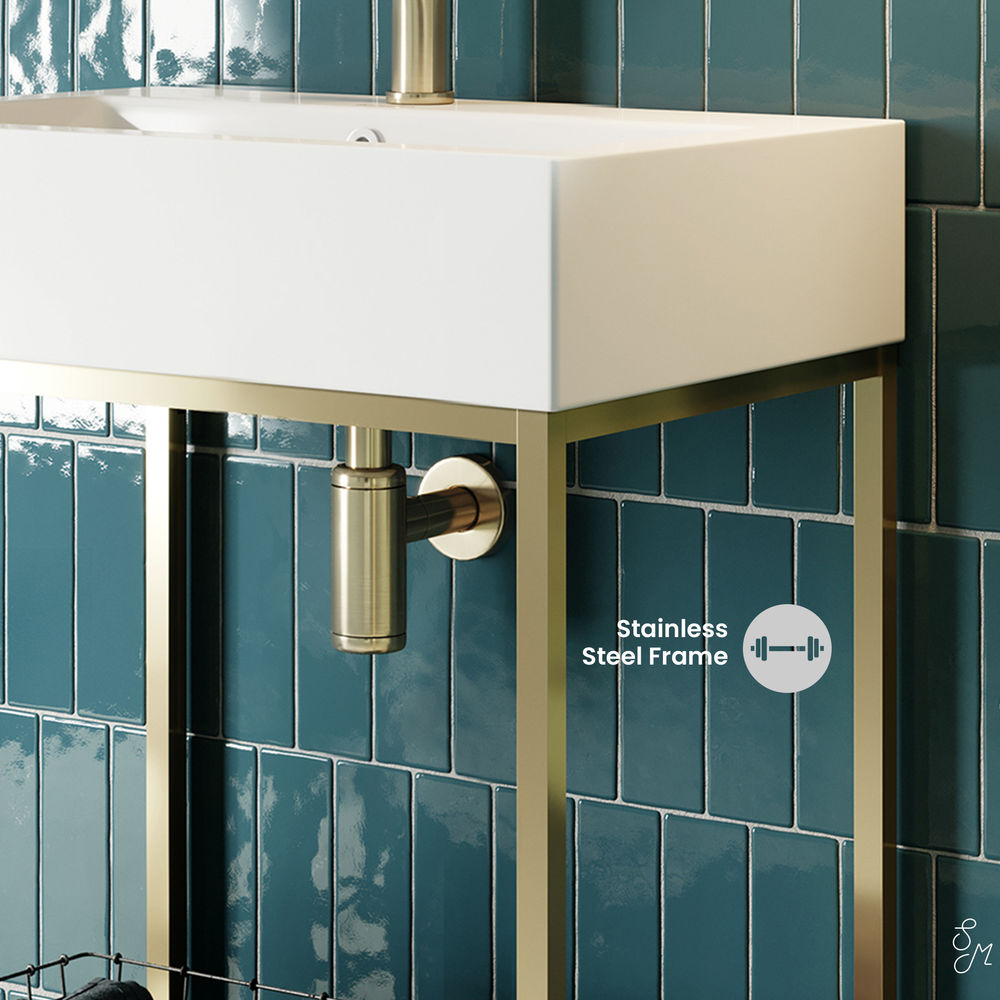 Pierre 24" Open Shelf Gold Frame Freestanding Bathroom Vanity with Sink Top