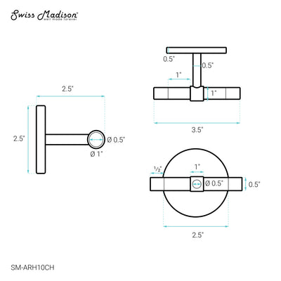 Verre Acrylic Bathroom Robe Hook in Chrome