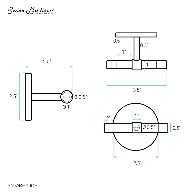Verre Acrylic Bathroom Robe Hook in Chrome