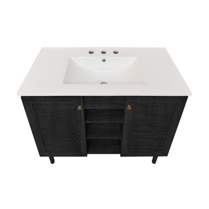 Bron 36" Freestanding Bathroom Vanity in Black Oak with 3-Hole Widespread Sink Top