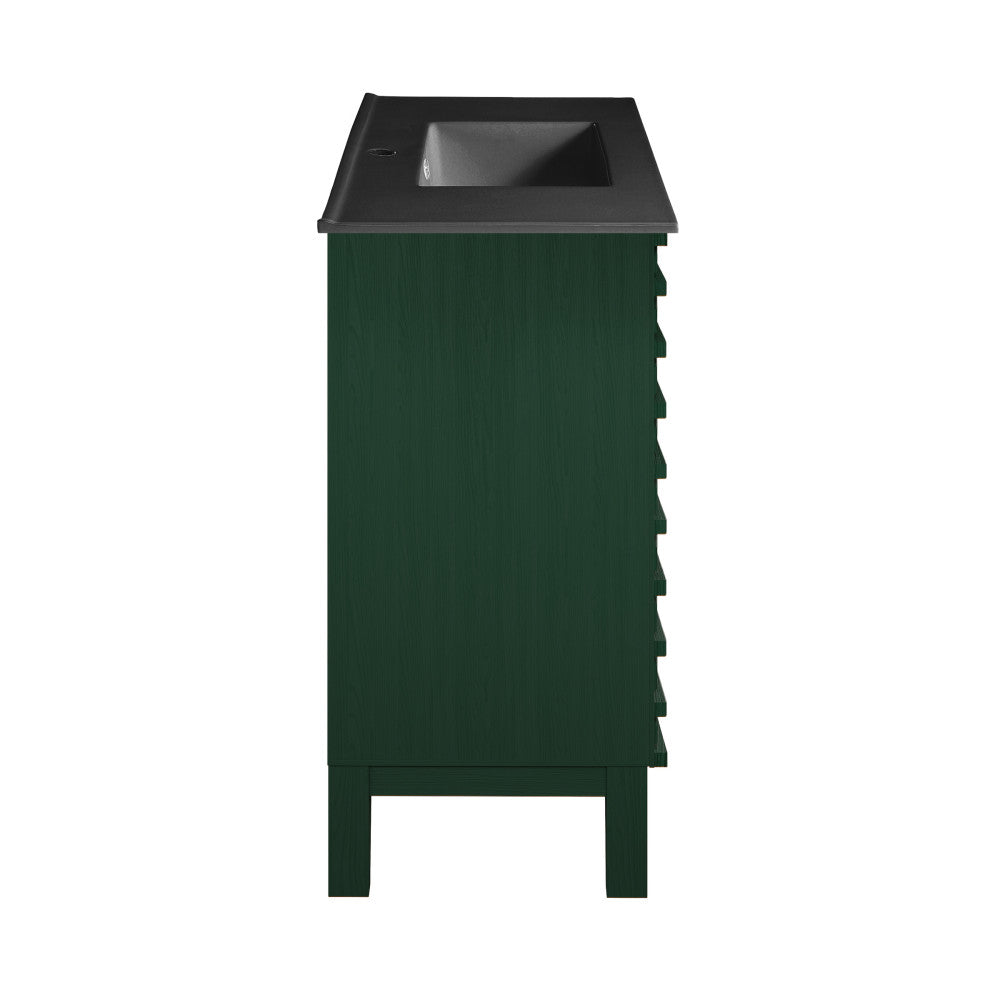 Cascade 36" Freestanding Bathroom Vanity in Green Oak with Black Sink Top