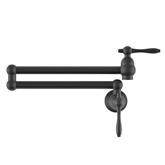 Plaisir Retractable Wall Mount Pot Filler Faucet in Matte Black