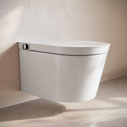 Hugo H Wall-Hung Toilet in Glossy White with Manual Bidet and 2x6 Supporting Frame