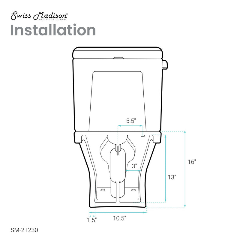 Cache Two-Piece Elongated Toilet Left Side Flush Handle Toilet 1.28 gpf