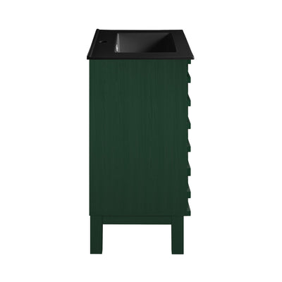 Cascade 18" Freestanding Bathroom Vanity in Green Oak with Black Sink Top