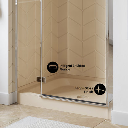 Voltaire 36" x 36" Single-Threshold, Center Drain, Shower Base in Biscuit