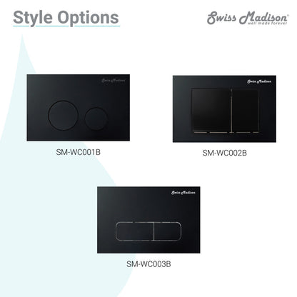 Carre Wall Mount Dual Flush Actuator Plate with Rectangle Push Buttons in Matte Black