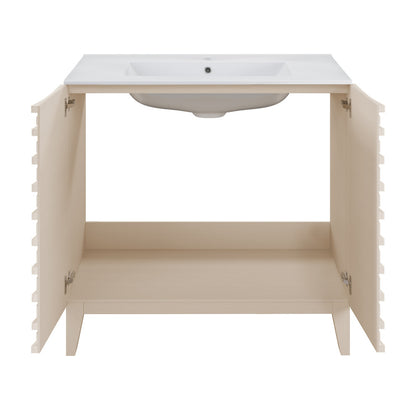 Cascade 30" Freestanding Bathroom Vanity in White Oak with Sink Top