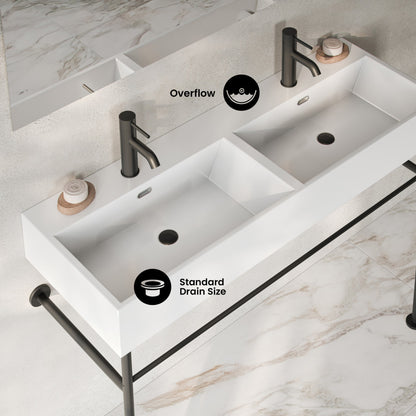 Claire 48" Double Basin Console Sink with Matte Black Legs