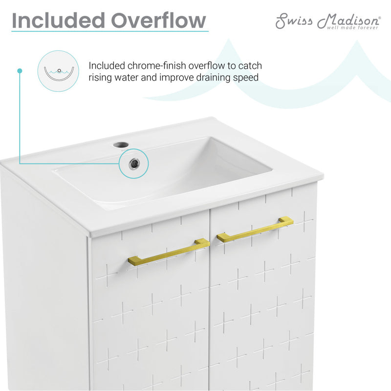 Annecy 24" Freestanding Bathroom Vanity in Galaxy White with Sink Top