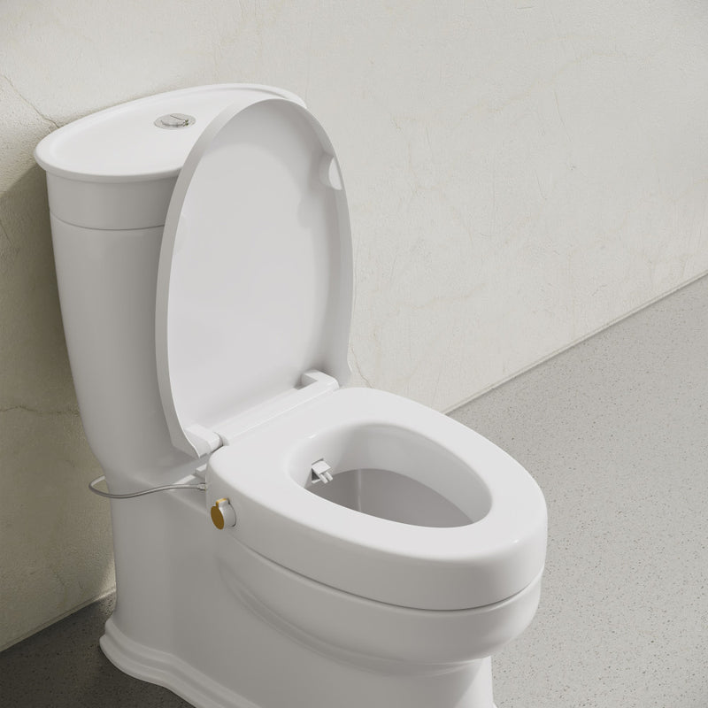 Ryse 3 in. Raised Elongated Soft Close ADA Compliant Toilet Seat with Bidet in Glossy White