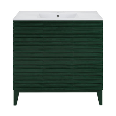 Cascade 36" Freestanding Bathroom Vanity in Green Oak with Sink Top