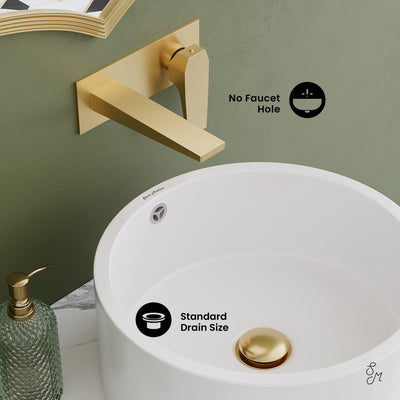 Monaco 24" Floating Bathroom Shelf with Vessel Sink in White Marble