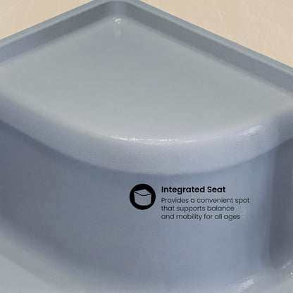 Aquatique 60" x 32" Single Threshold Shower Base With Left Hand Drain and Integral Right Hand Seat in Gray