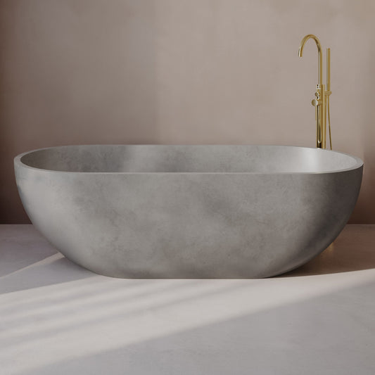 Claire 60" Freestanding Concrete Bathtub in Gray, Drain Included
