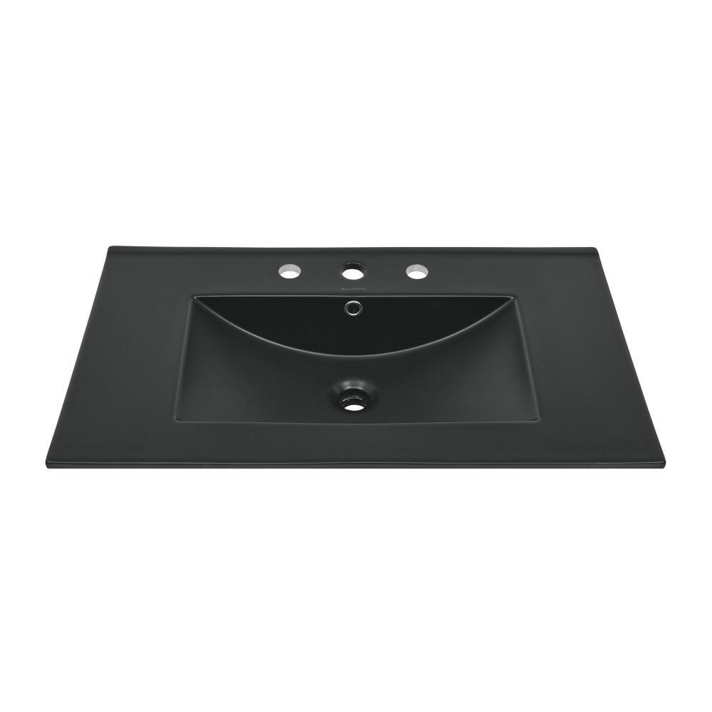 30" 3-Hole Widespread Vanity Sink Top in Matte Black