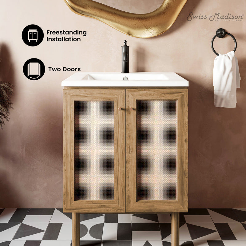 Classe 24" Freestanding Bathroom Vanity in Golden Oak with Sink Top