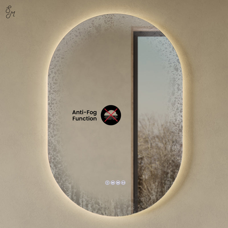 Aura 24" x 36" Pill Shaped LED Anti-Fog Smart Mirror with Bluetooth