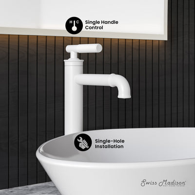 Avallon Single Hole, Single-Handle Sleek, High Arc Bathroom Faucet in Matte White