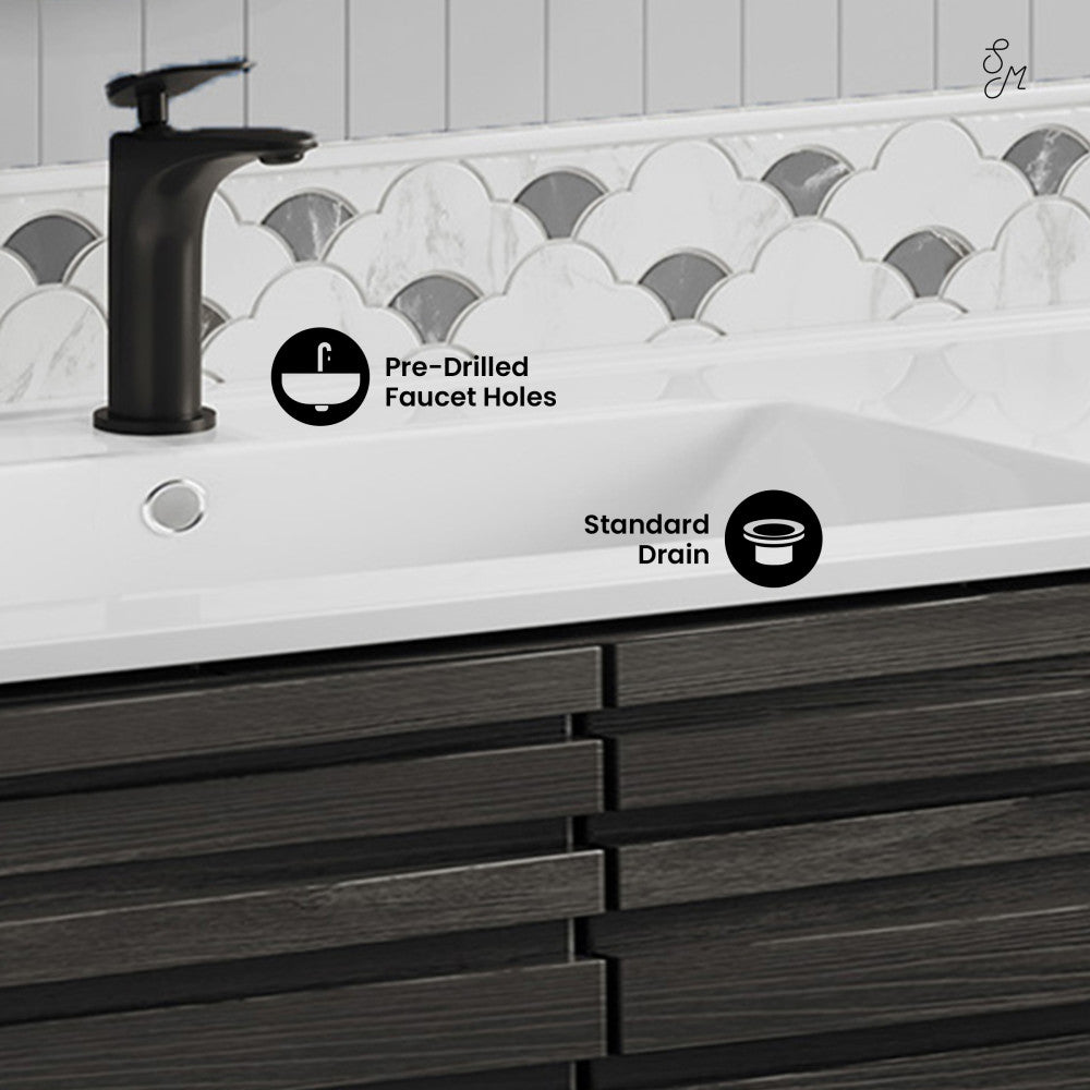 Cascade 30" Freestanding Bathroom Vanity in Black Oak with Sink Top