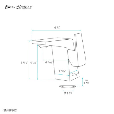 Carre Single Hole, Single-Handle, Bathroom Faucet in Chrome