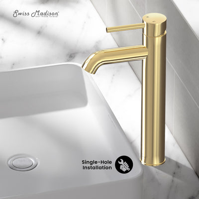 Ivy Single Hole, Single-Handle, High Arc Bathroom Faucet in Brushed Gold