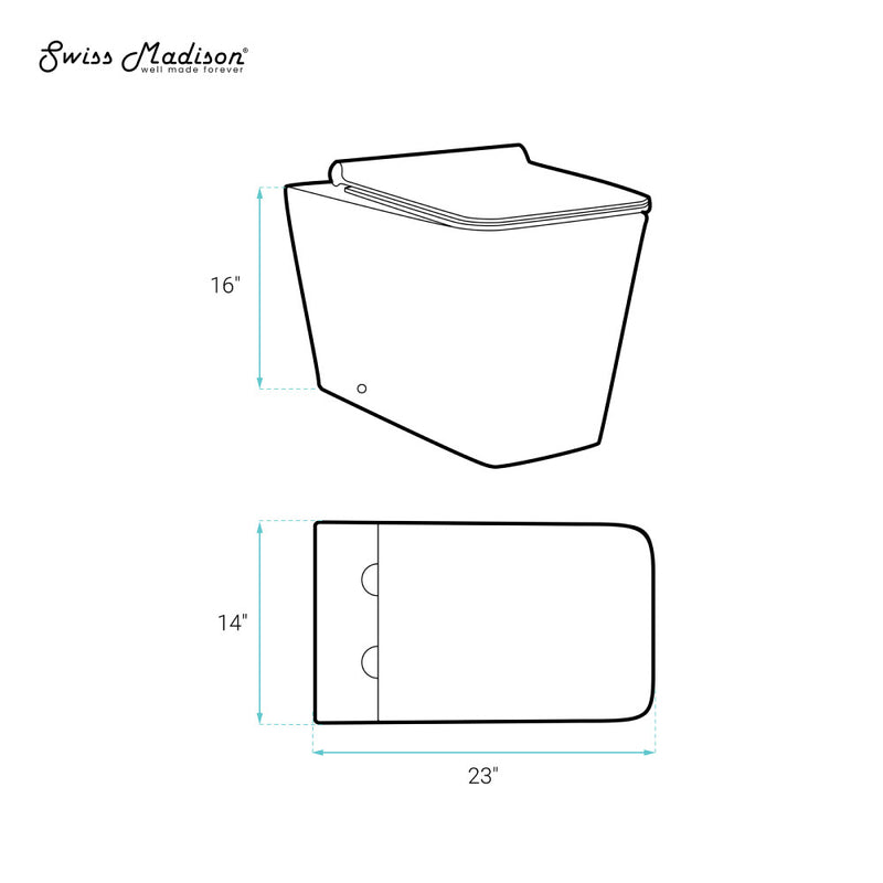 Concorde Back-to-Wall Toilet Bundle 0.8/1.6 GPF Dual Flush in Glossy White with Brass Flush Plate