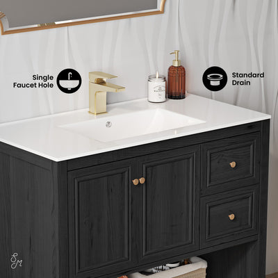 Château 36" Freestanding Bathroom Vanity in Black Oak with Sink Top