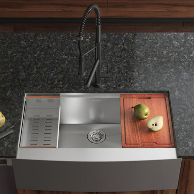 Rivage 33 x 22 Single Basin Apron Kitchen Workstation Sink