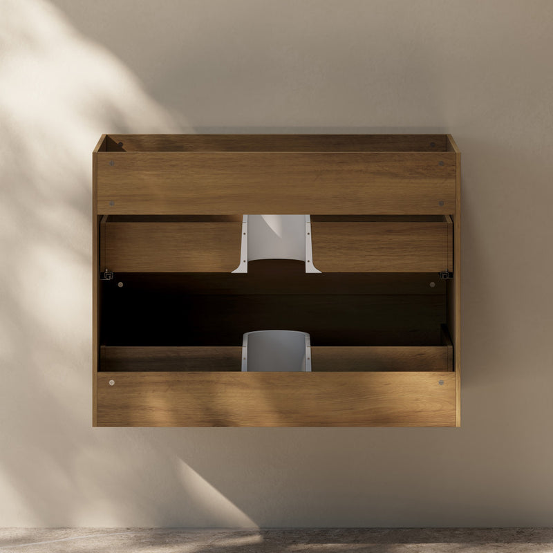 Liberte 30" Wall-Mounted Bathroom Vanity Cabinet without Top in Brown Oak