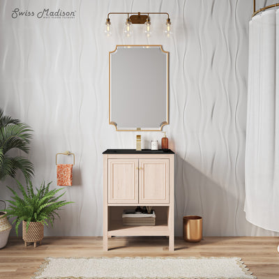 Chateau 24" Freestanding Bathroom Vanity in White Oak with Black Sink Top