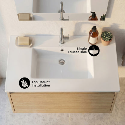 Voltaire 31 Vanity Top Sink with Single Faucet Hole