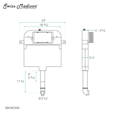 Fantome E 2' x 4' Concealed In-Wall Toilet Tank Carrier System for Back to Wall Toilet