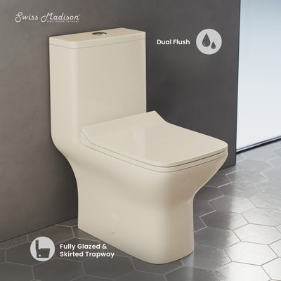 Carre One Piece Square Toilet Dual Flush 1.1/1.6 gpf in Bisque