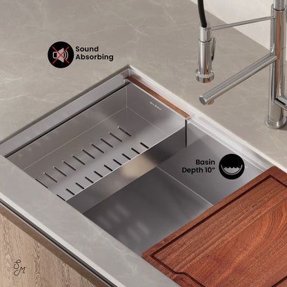 Rivage 33 x 19 Single Basin Undermount Kitchen Workstation Sink
