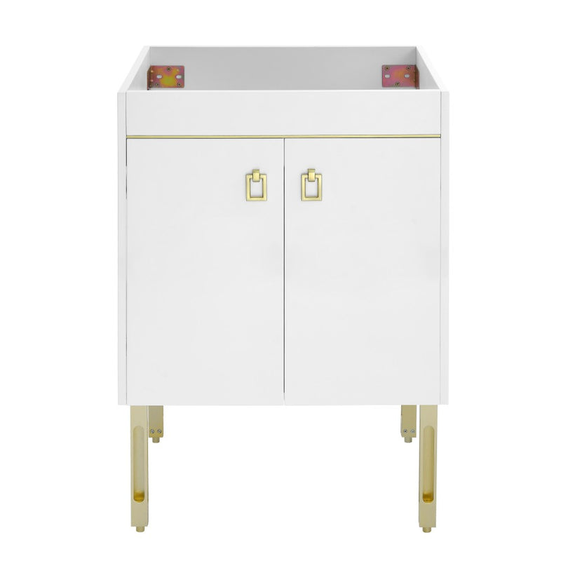 Lumiere 24 Freestanding, Bathroom Vanity in Glossy White and Gold Cabinet Only