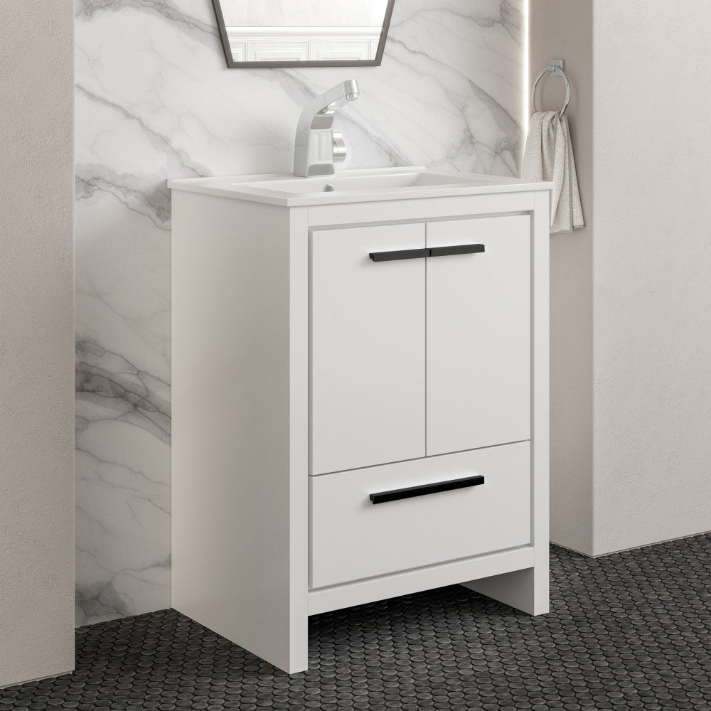 Virage 24" Freestanding Bathroom Vanity in White with Sink Top