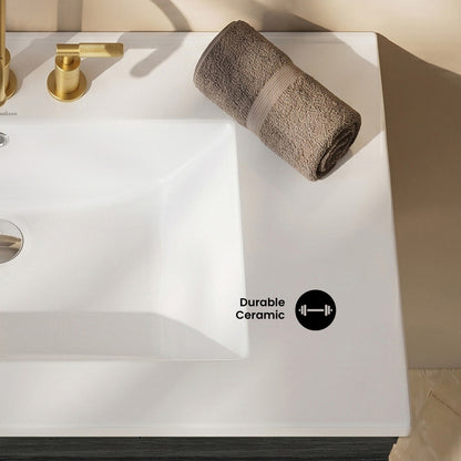 30" 3-Hole Widespread Vanity Sink Top in Glossy White