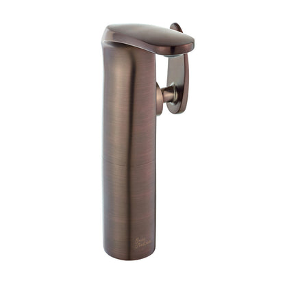 Single-handle high arc bathroom faucet in oil rubbed bronze, single hole mount.