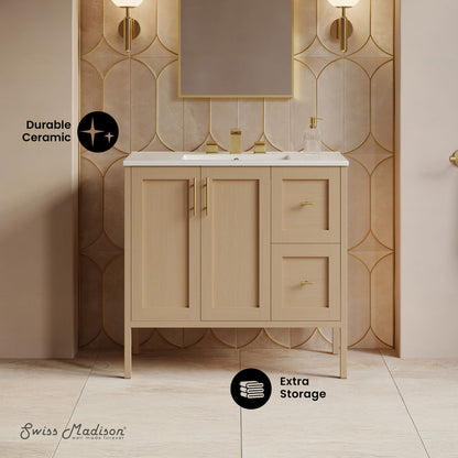 Forme 36" Modular Freestanding Bathroom Vanity with 3-Hole Widespread Top in Natural Oak